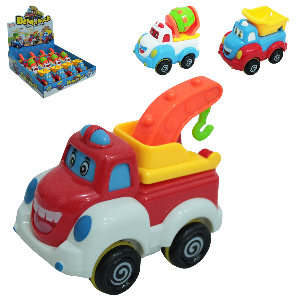 CAMINHAO CONSTRUCAO A FRICCAO PULL BACK DEAR TRUCK FUNNY CARTOON SET DP PLAY