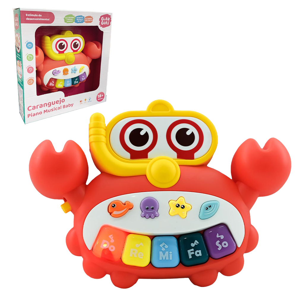 TECLADO / PIANO BABY MUSICAL CARANGUEJO INFANTIL COM LUZ A PILHA