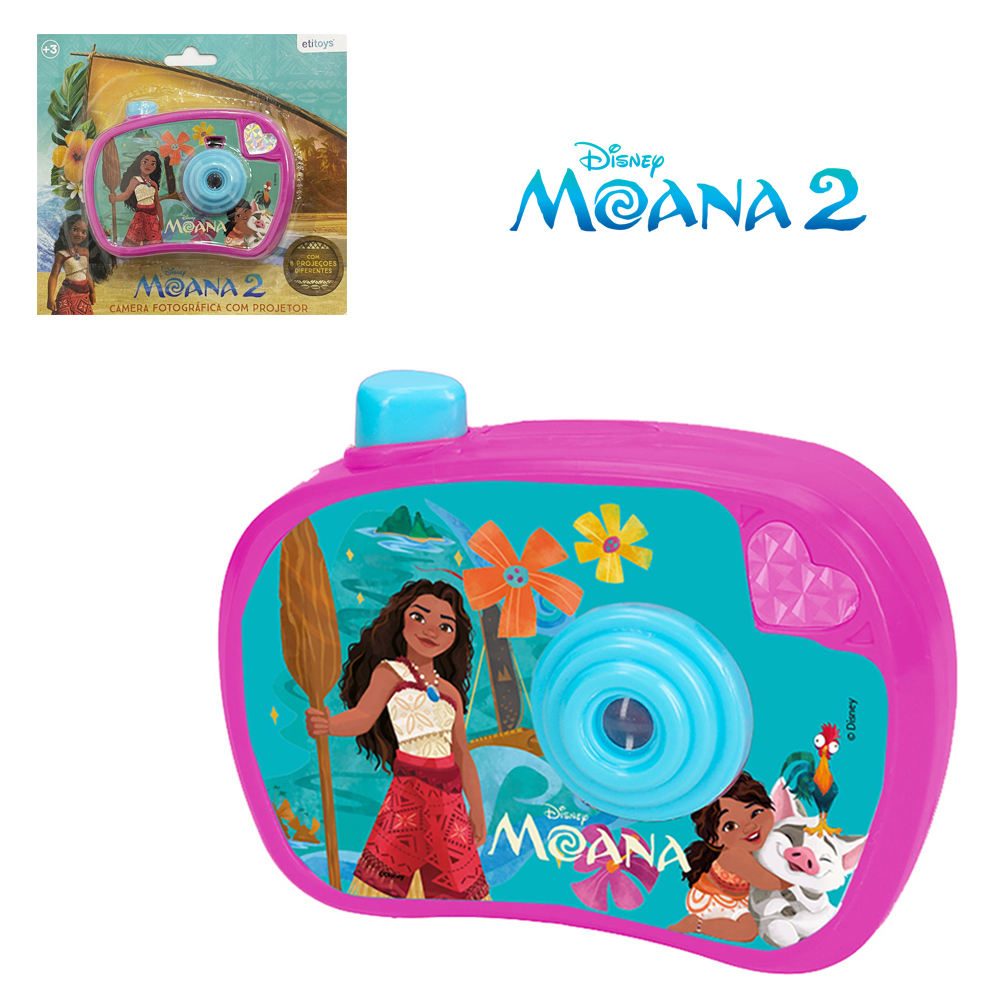 CAMERA FOTOGRAFICA INFANTIL MOANA 2 COM PROJETOR DE IMAGEM + LUZ A BATERIA