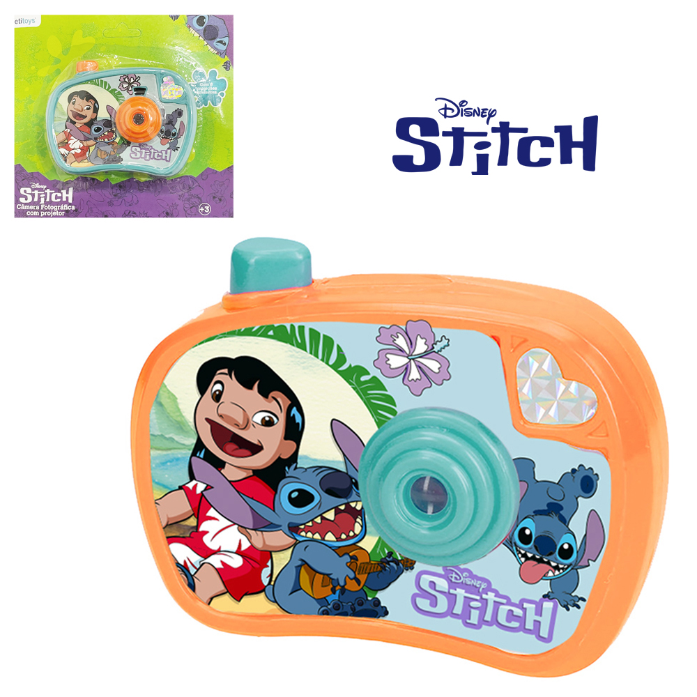 CAMERA FOTOGRAFICA INFANTIL STITCH COM PROJETOR DE IMAGEM + LUZ A BATERIA