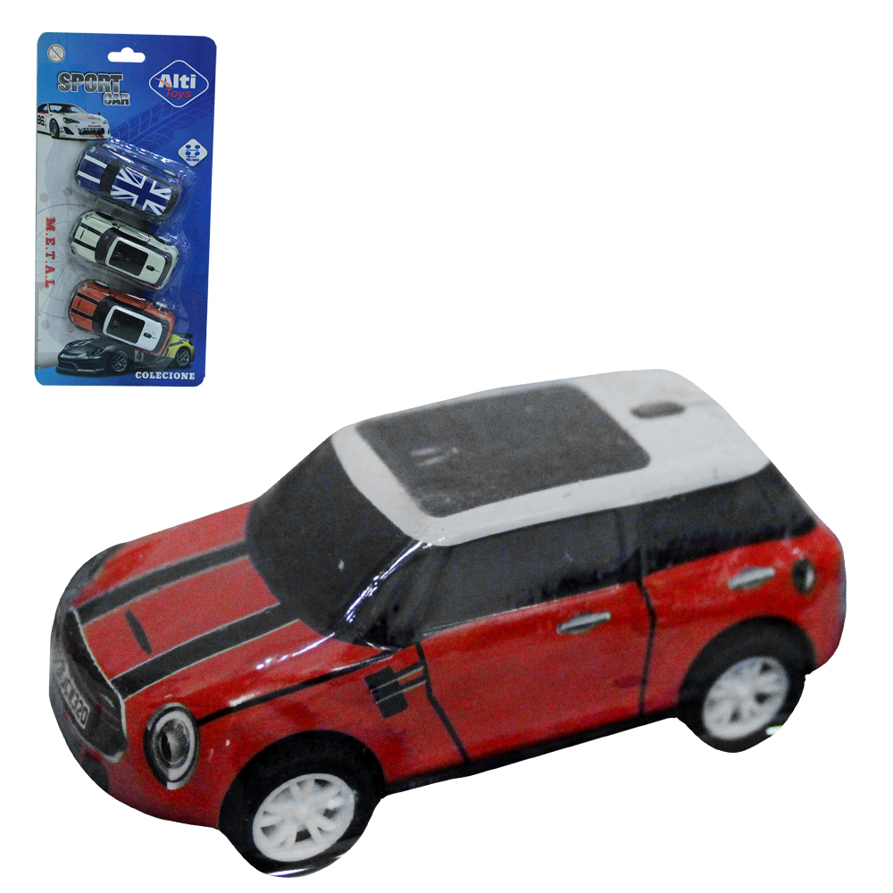 CARRO A FRICCAO PULL BACK SPORT CAR COM 3 PECAS 7,5X3,5X2,5CM