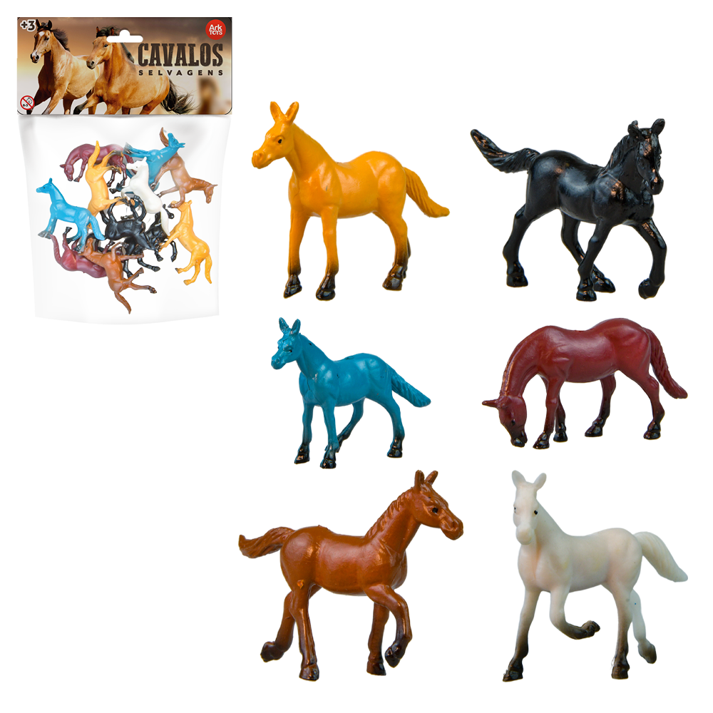 KIT ANIMAL SELVAGEM DE PVC CAVALO COM 12 PECAS