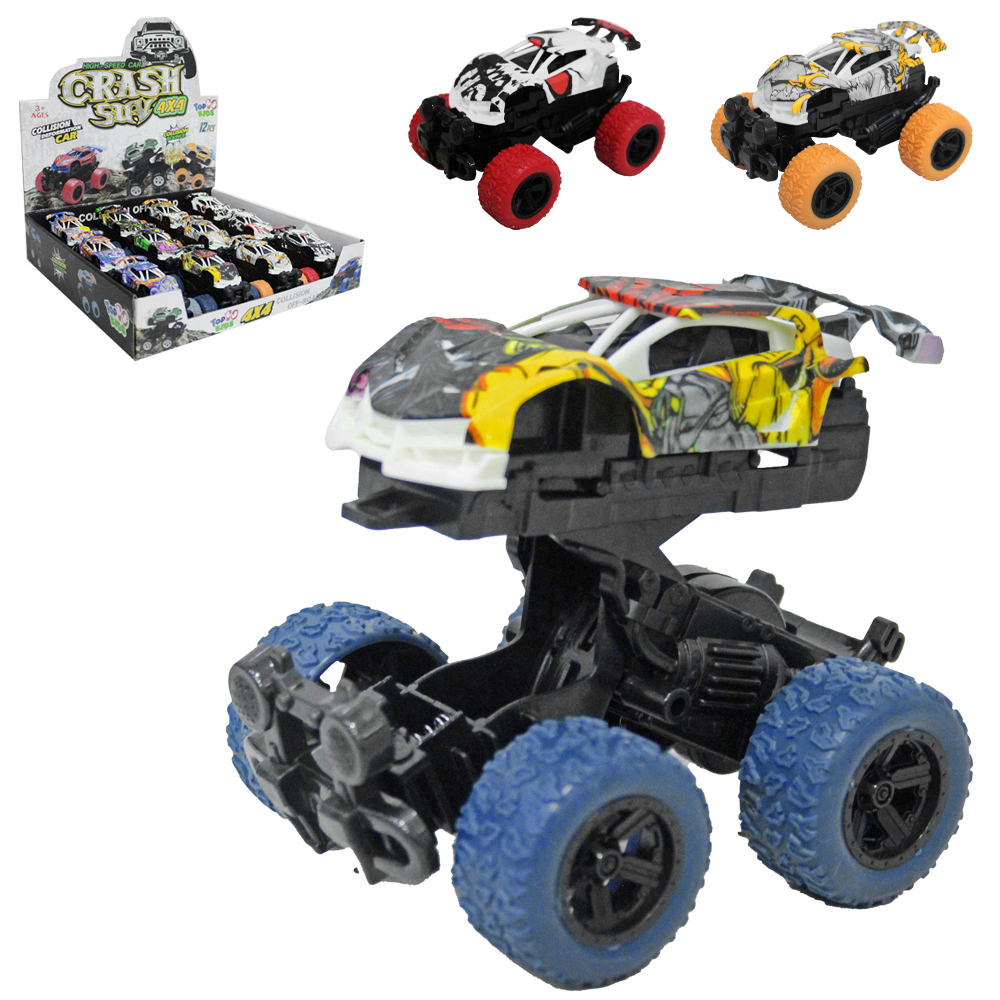 CARRO GRAFITADO MALUCO CAMBALHOTA A FRICCAO CRASH SUV 4X4 TOP KIDS DP PLAY