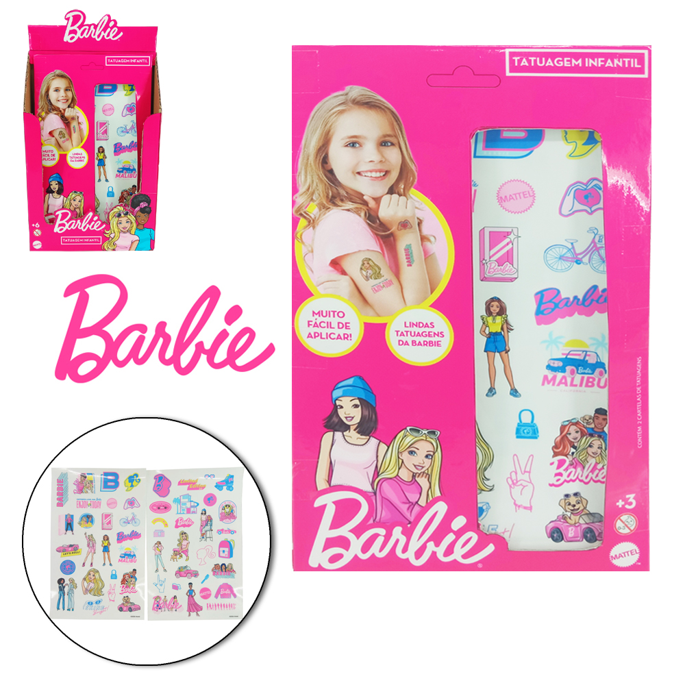 BARBIE TATUAGEM INFANTIL COM 51 PECAS DP PLAY