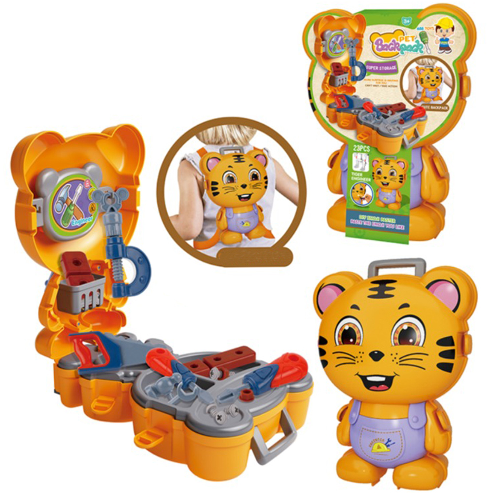 KIT FERRAMENTA INFANTIL COM SERROTE + SARGENTO E ACESSORIOS 23 PECAS NA MALETA TIGRE