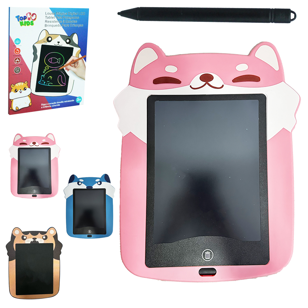 LOUSA MAGICA / TABLET QUADRO LCD BICHINHO COM CANETA TOP KIDS A BATERIA 27,5X22CM