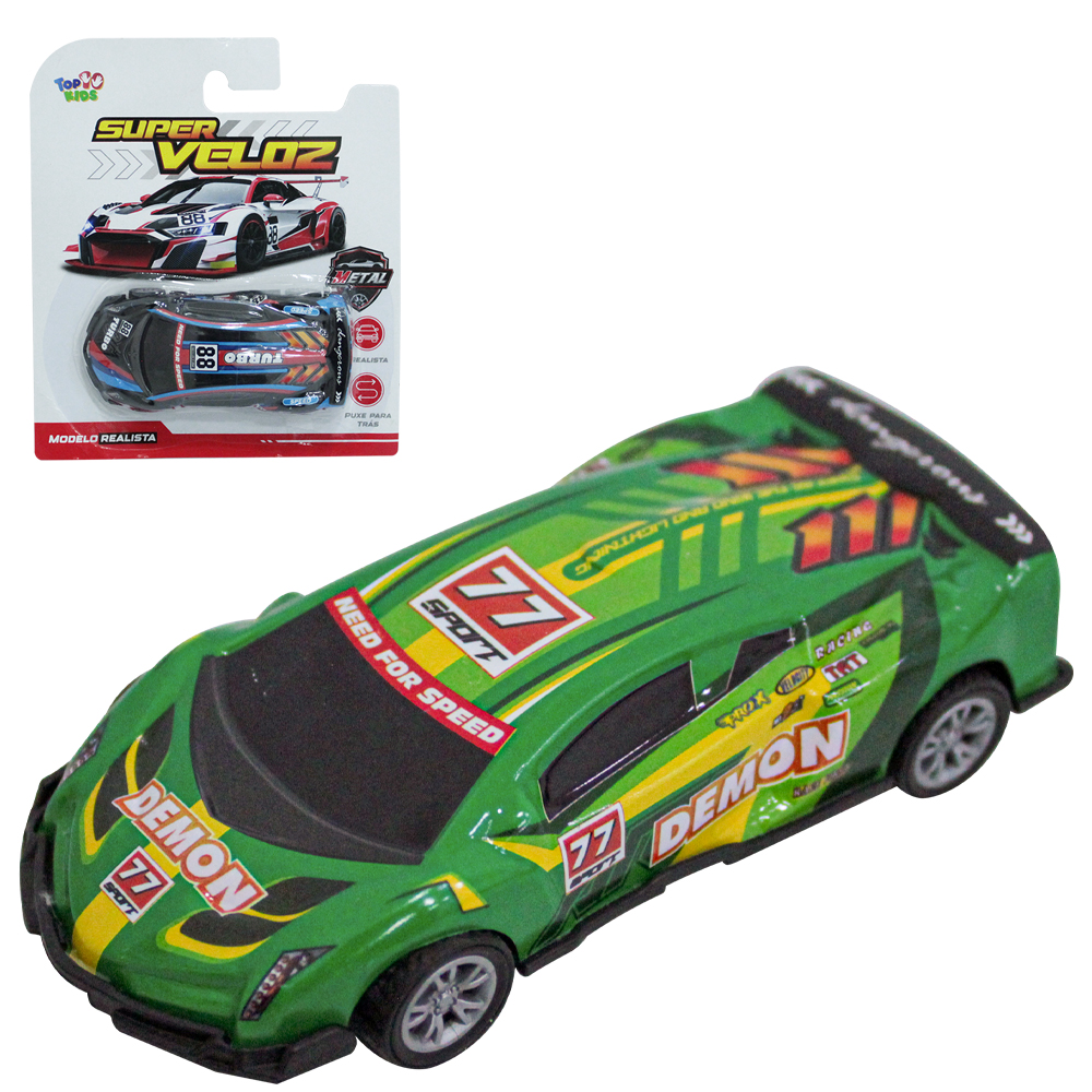 CARRO DE METAL A FRICCAO PULL BACK SUPER VELOZ TOP KIDS