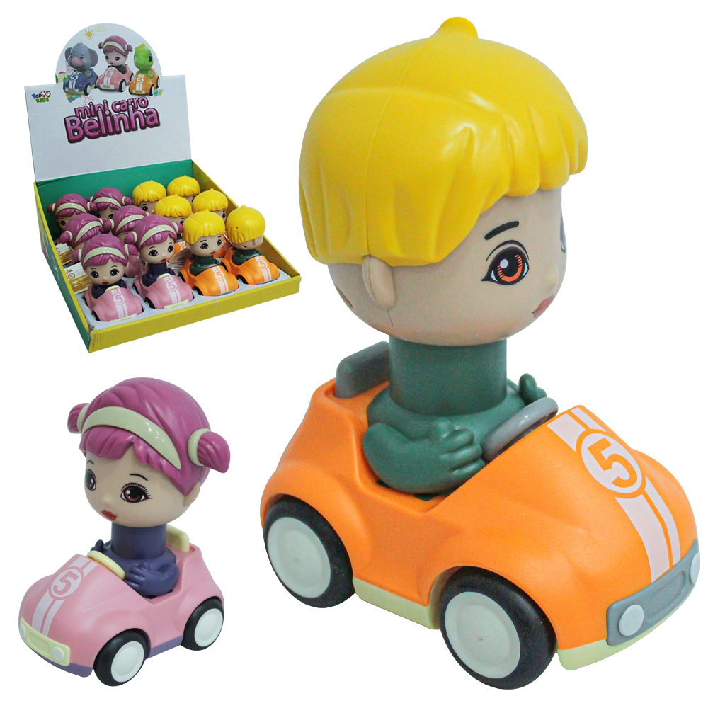 CARRO A FRICCAO COM BONECO / BONECA PRESSURE INERTIA MINI CARRO BELINHA TOP KIDS 13,5X11X7CM