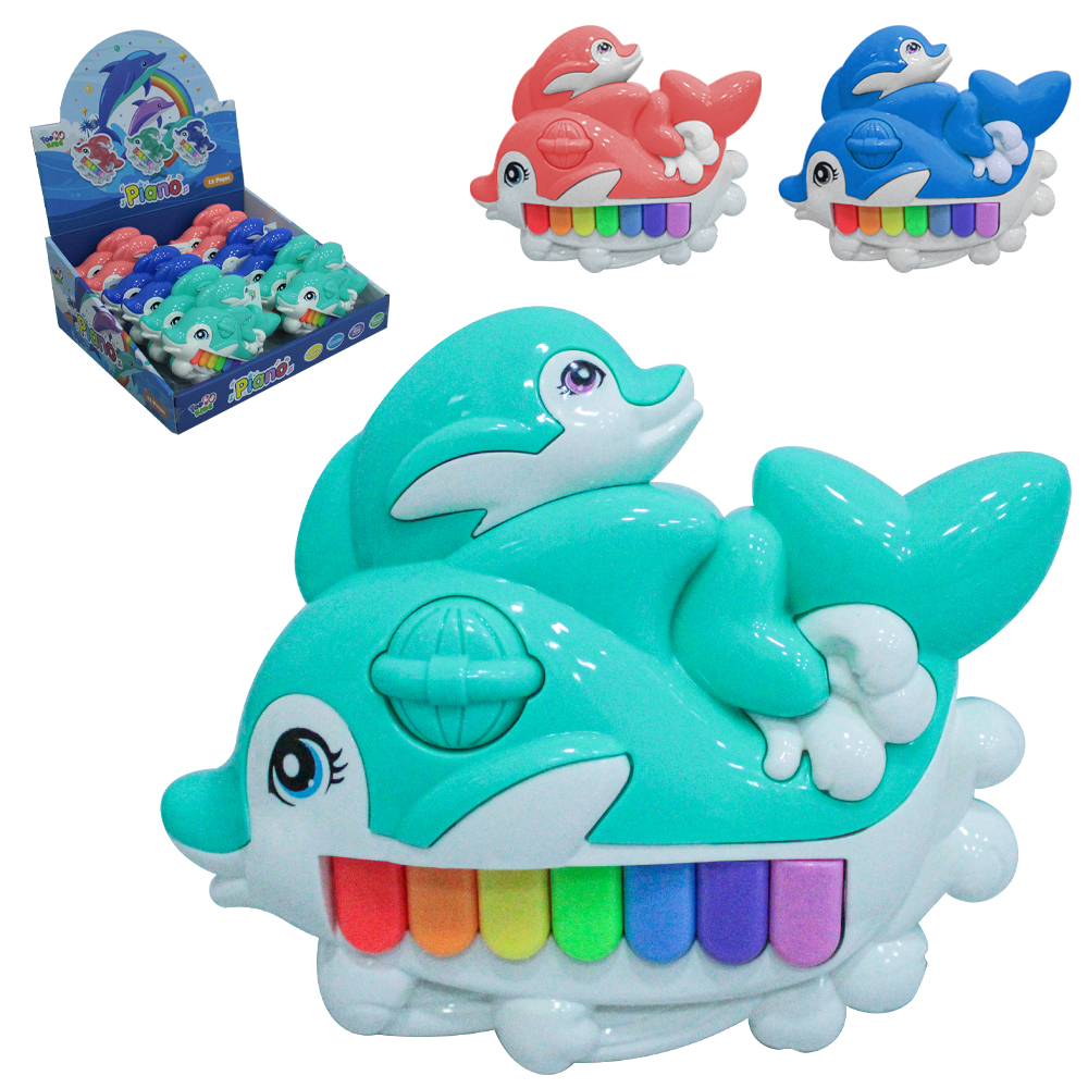 TECLADO / PIANO BABY MUSICAL GOLFINHO INFANTIL COM LUZ A PILHA TOP KIDS DP PLAY