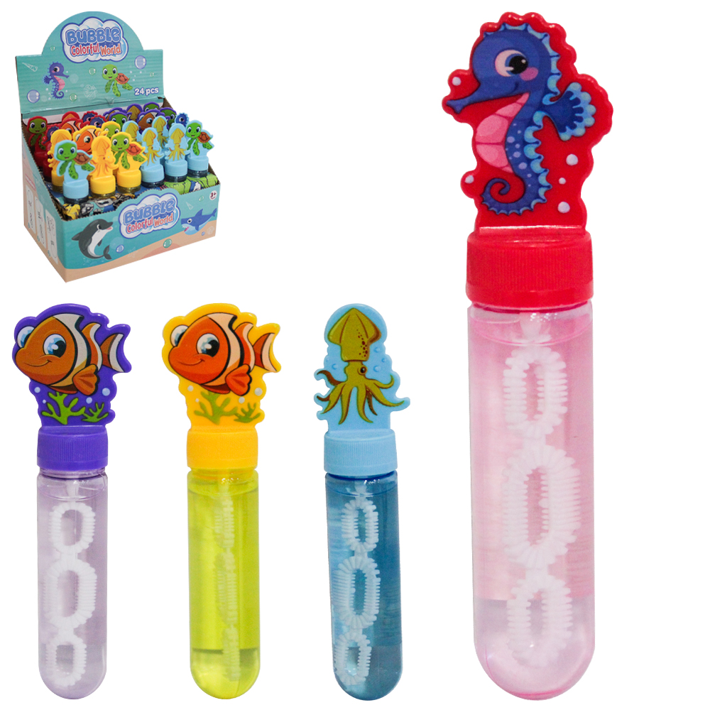 LANCA BOLHA DE SABAO NO TUBO BICHINHOS BUBBLE COLORFUL WORLD 14CM DP PLAY
