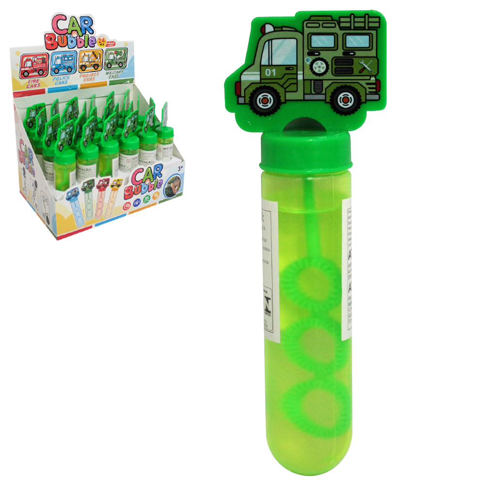 LANCA BOLHA DE SABAO NO TUBO CAMINHAO MILITAR VERDE CAR BUBBLE 13CM DP PLAY