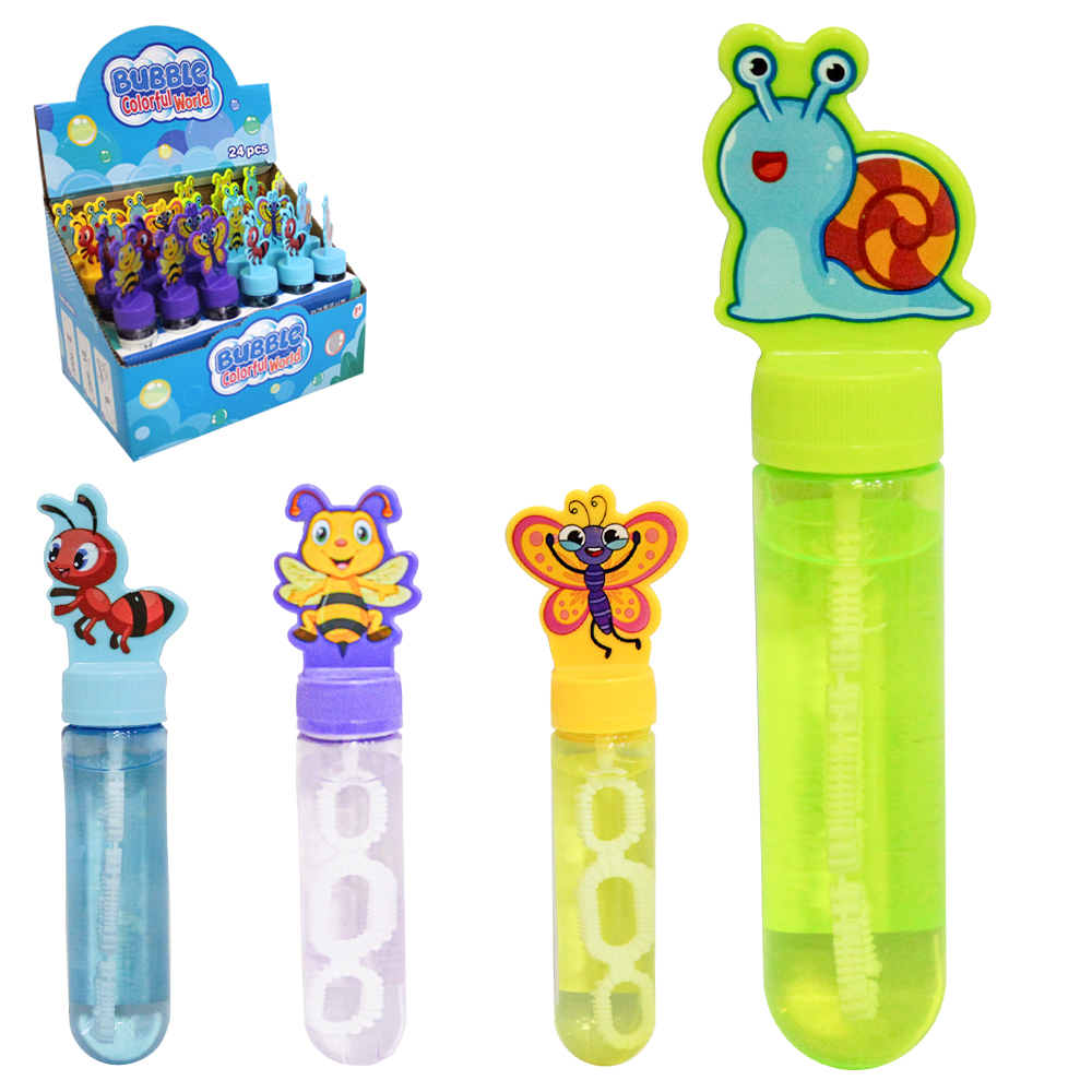 LANCA BOLHA DE SABAO NO TUBO BICHINHOS BUBBLE COLORFUL WORLD 14CM DP PLAY