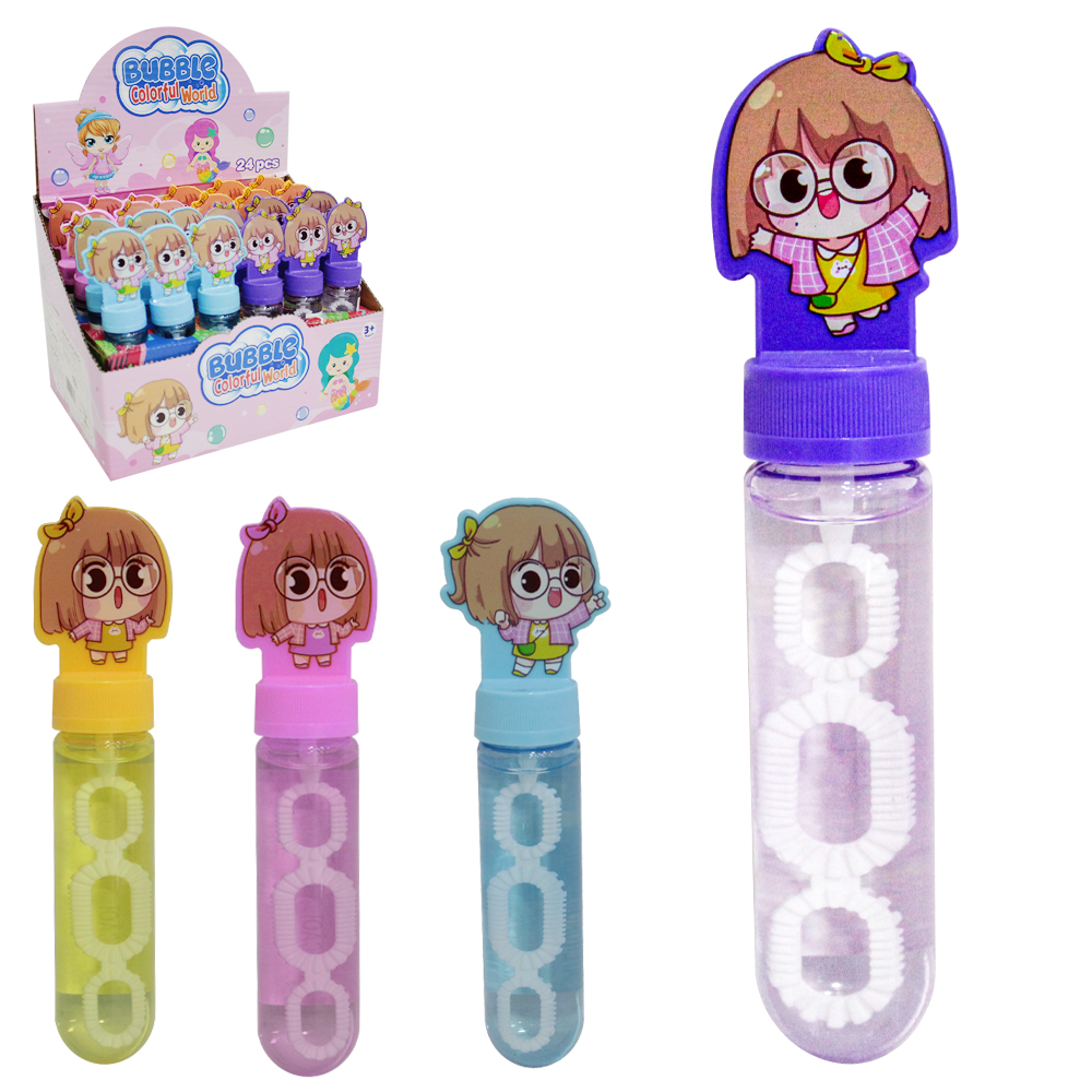 LANCA BOLHA DE SABAO NO TUBO MENINA BUBBLE COLORFUL WORLD 14CM