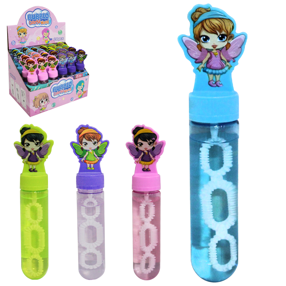 LANCA BOLHA DE SABAO NO TUBO FADA BUBBLE COLORFUL WORLD 14CM DP PLAY