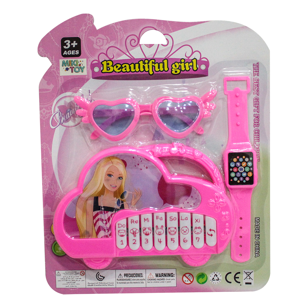 TECLADO / PIANO MUSICAL INFANTIL COM OCULOS + RELOGIO DE PULSO A PILHA