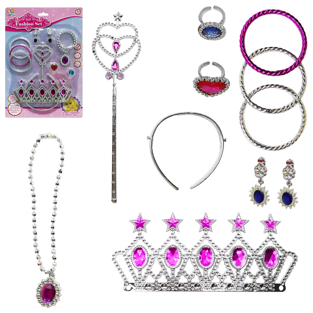 KIT BELEZA INFANTIL COM TIARA + VARINHA / CETRO E ACESSORIOS FASHION SET 11 PECAS
