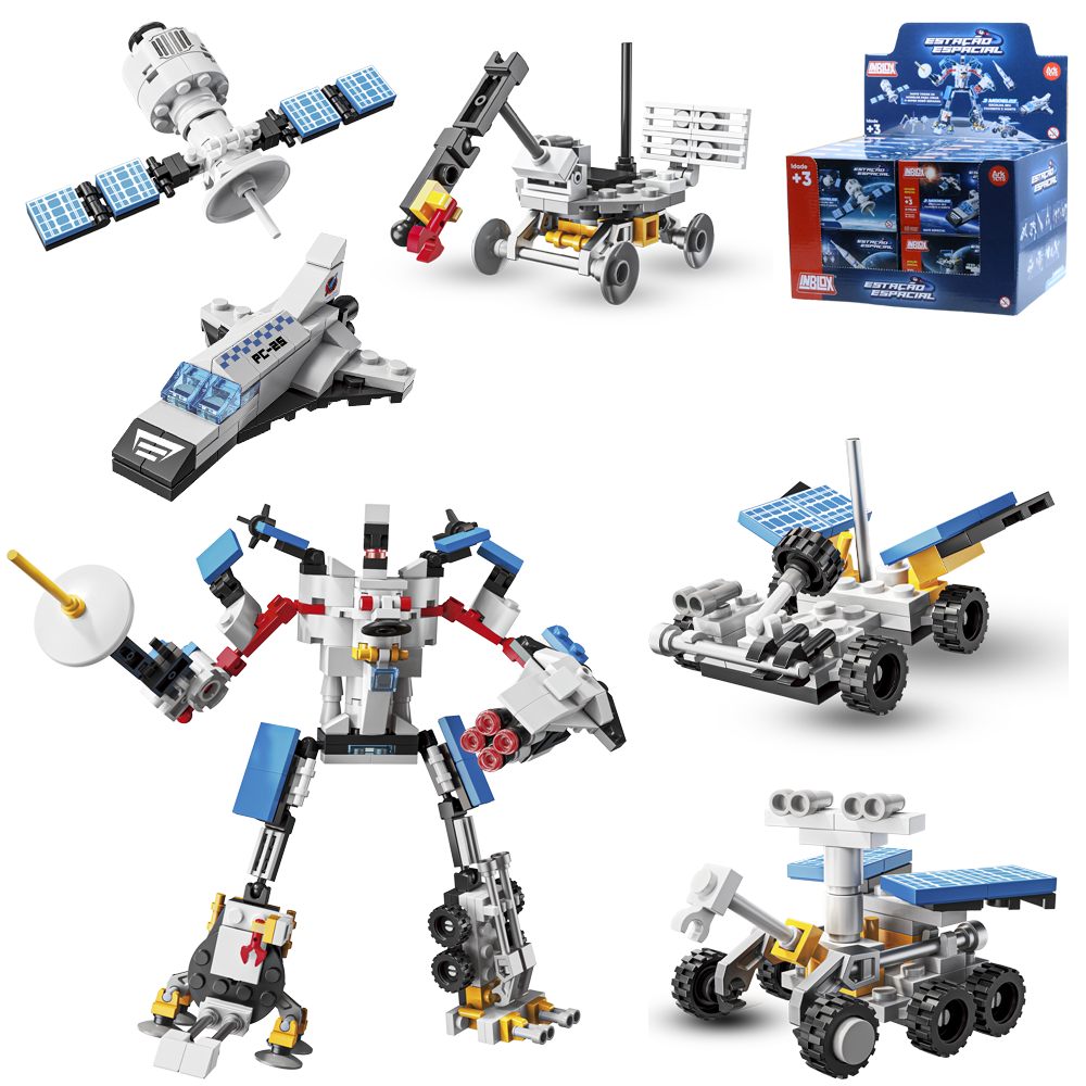 BLOCOS DE MONTAR INBLOX SATELITE / FOGUETE / NAVE / SONDA / ROBO (TODOS FORMA ESTACAO ESPACIAL) TLEG DP PLAY