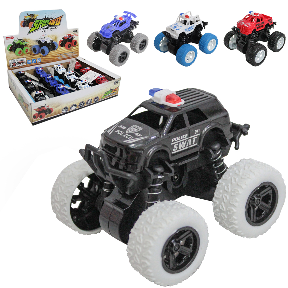 CARRO MALUCO CAMBALHOTA POLICIA A FRICCAO SPORTS 4WD POWER 4X4 BIG WHEEL DP PLAY