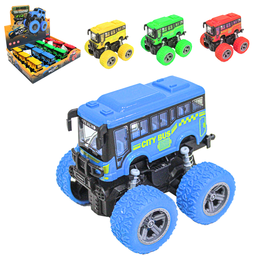 CARRO MALUCO CAMBALHOTA ONIBUS A FRICCAO OFF ROAD STUNT CAR 4X4 DP PLAY