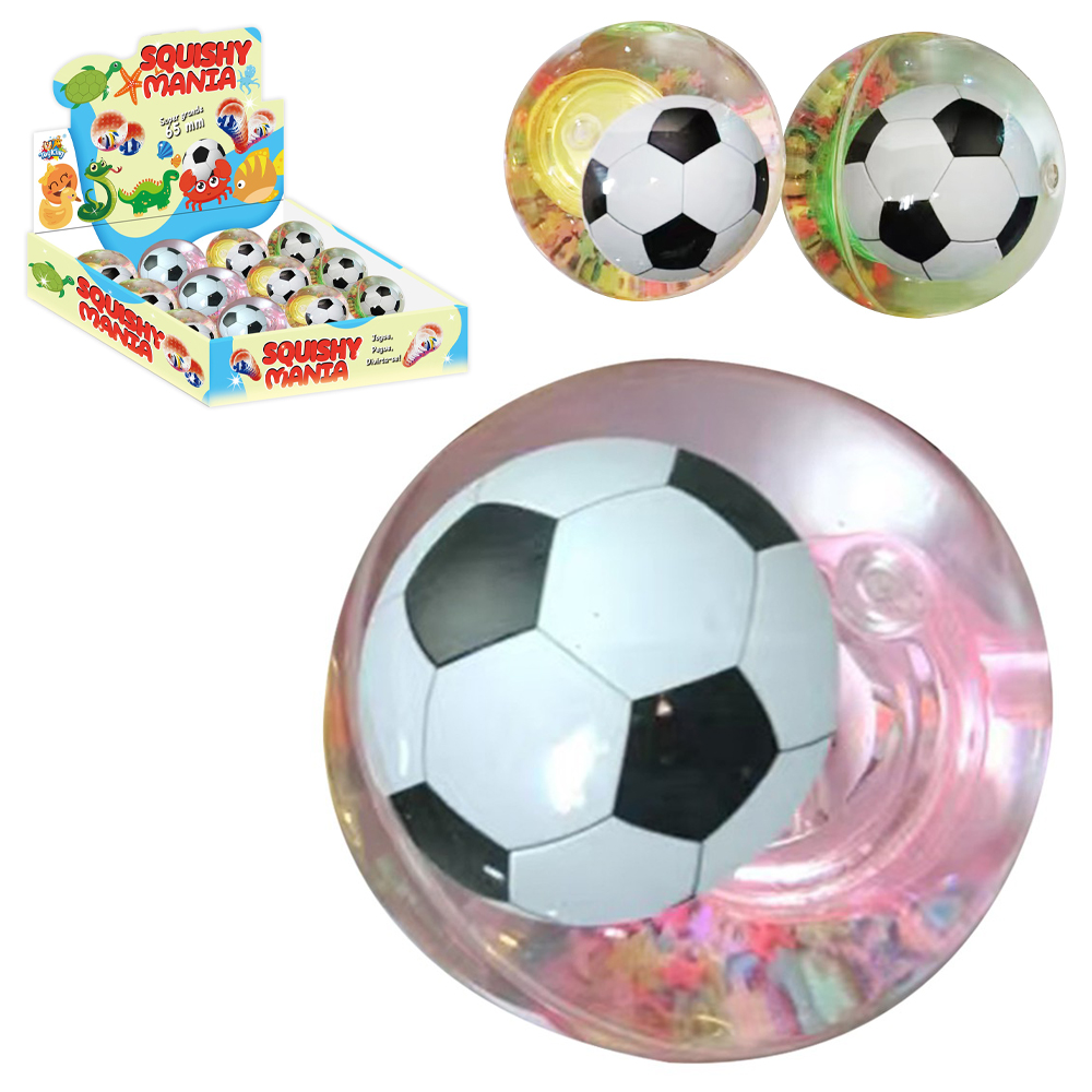 BOLA / BOLINHA PULA PULA FUTEBOL + LUZ SQUISHY MANIA A BATERIA 6,5CM DE Ø DP PLAY