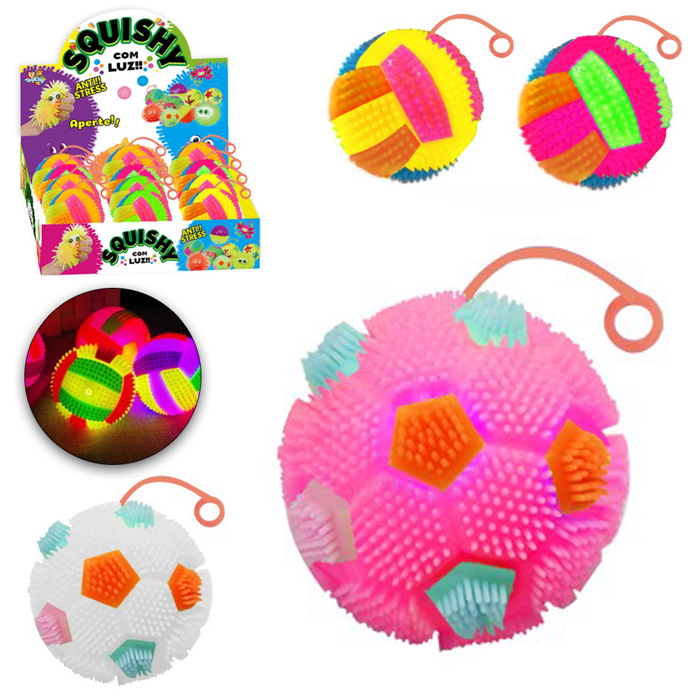 BOLA MALUCA IOIO COM LUZ A BATERIA SQUISHY DP PLAY
