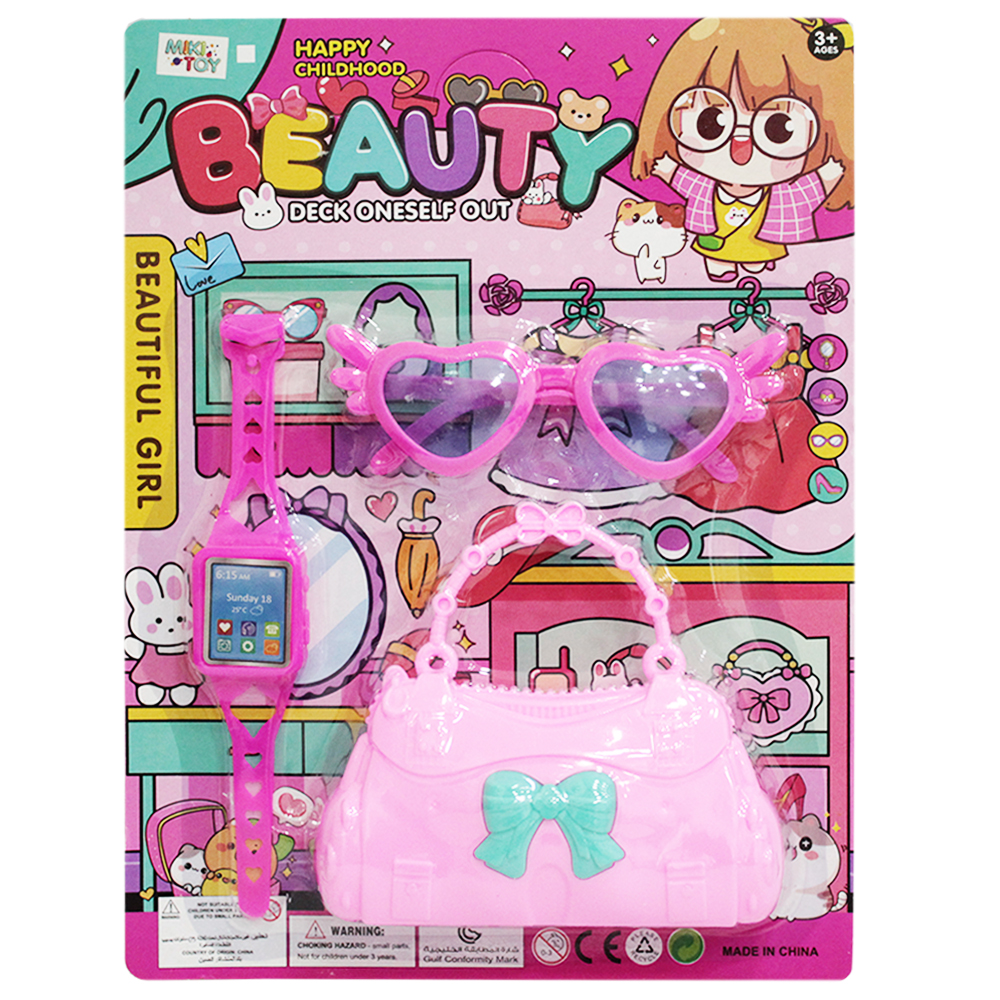 KIT BELEZA INFANTIL COM BOLSA + OCULOS E RELOGIO BEAUTY