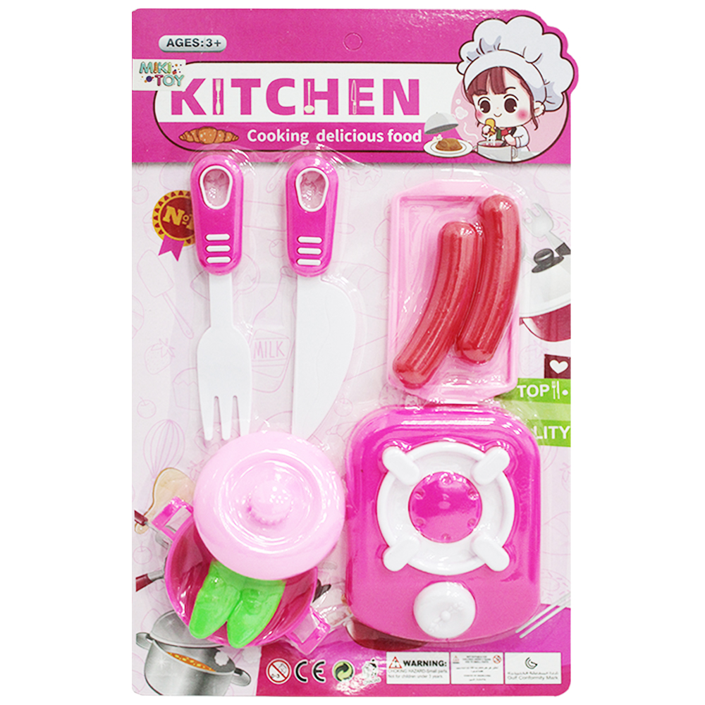 KIT COZINHA INFANTIL COM FOGAO + PANELA E ACESSORIOS KITCHEN 8 PECAS