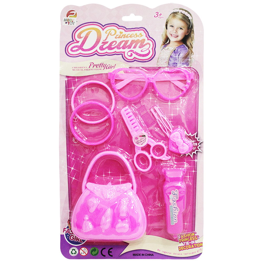 KIT BELEZA INFANTIL COM BOLSA + OCULOS E ACESSORIOS PRINCESS DREAM 7 PECAS