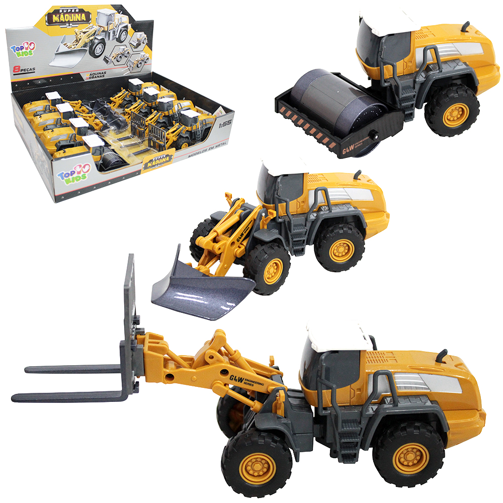 TRATOR METAL / PLASTICO EMPILHADEIRA / ROLO COMPRESSOR / REMOVEDOR NEVE / AREIA TOP KIDS RODA LIVRE DP PLAY