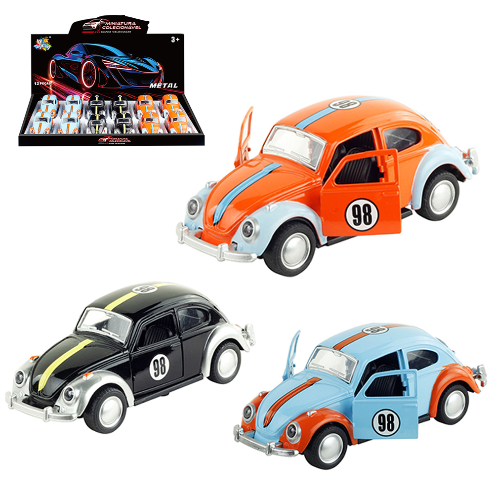 CARRO FUSCA 98 DE METAL A FRICCAO PULL BACK MINIATURA COLECIONAVEL DP PLAY