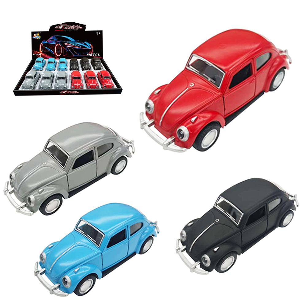 CARRO FUSCA DE METAL A FRICCAO PULL BACK MINIATURA COLECIONAVEL DP PLAY