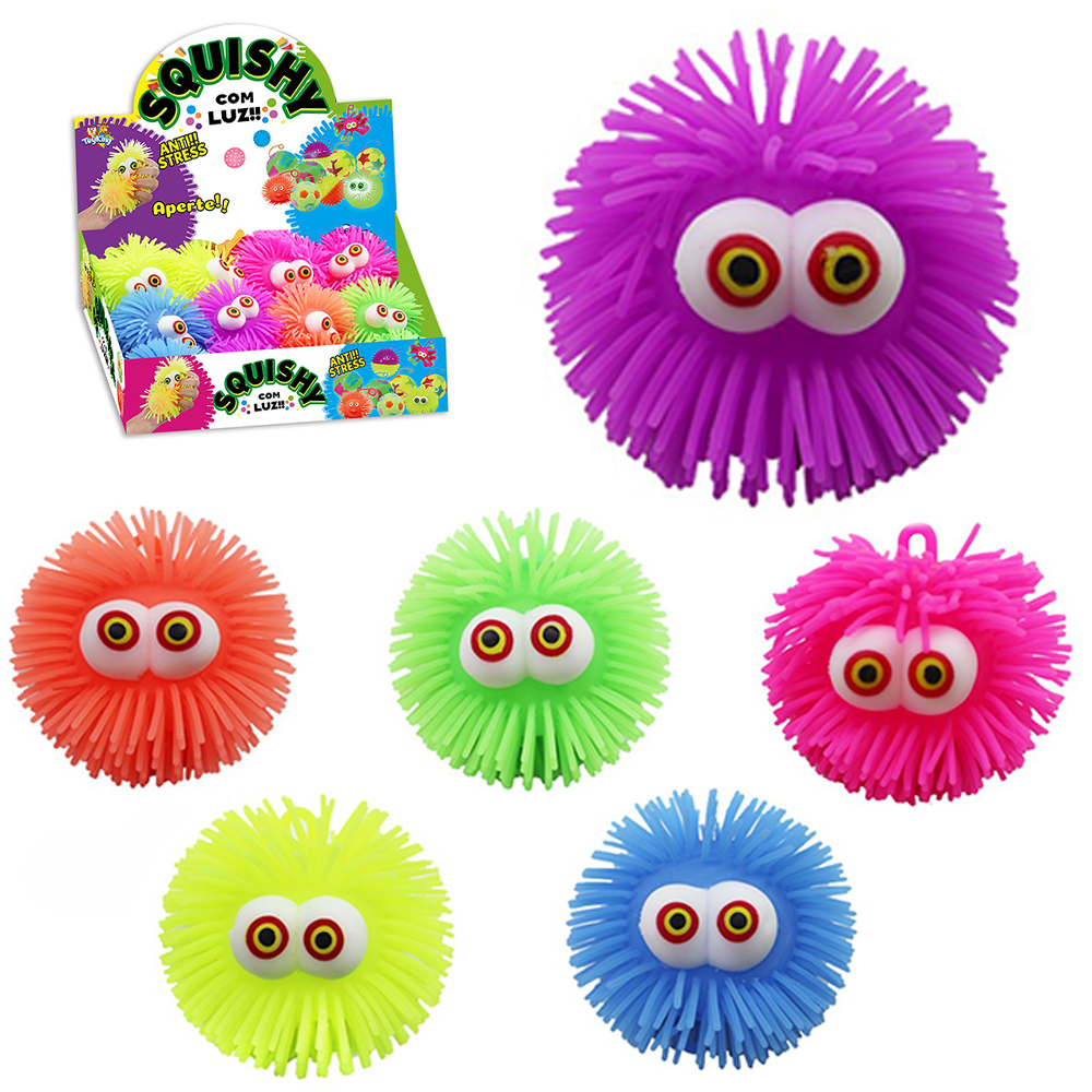 BOLA COM LUZ A BATERIA MANIA FLOFYS SQUISHY DP PLAY