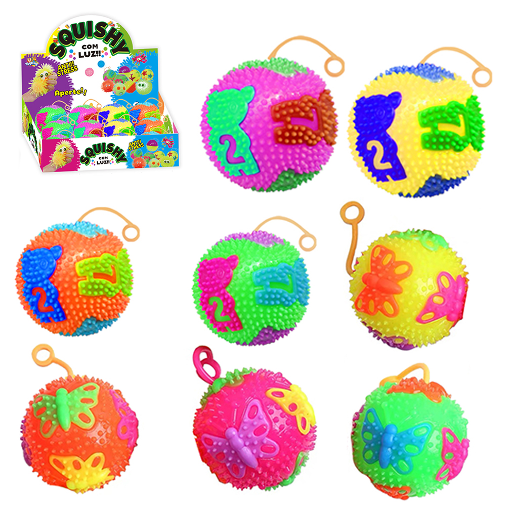 BOLA MALUCA IOIO COM SOM + LUZ A BATERIA SQUISHY DP PLAY