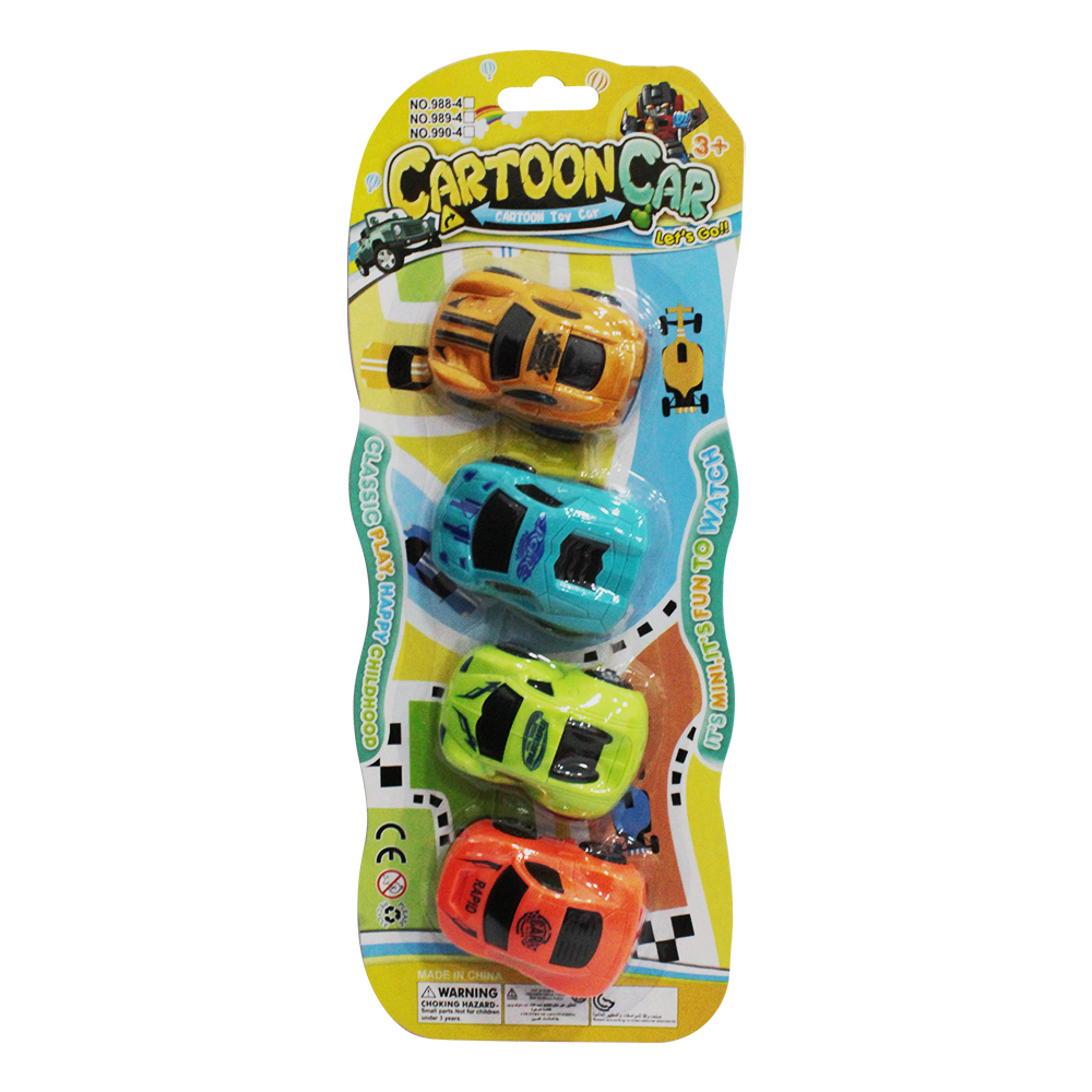 CARRO CARTOON CAR RODA LIVRE COM 4 PECAS