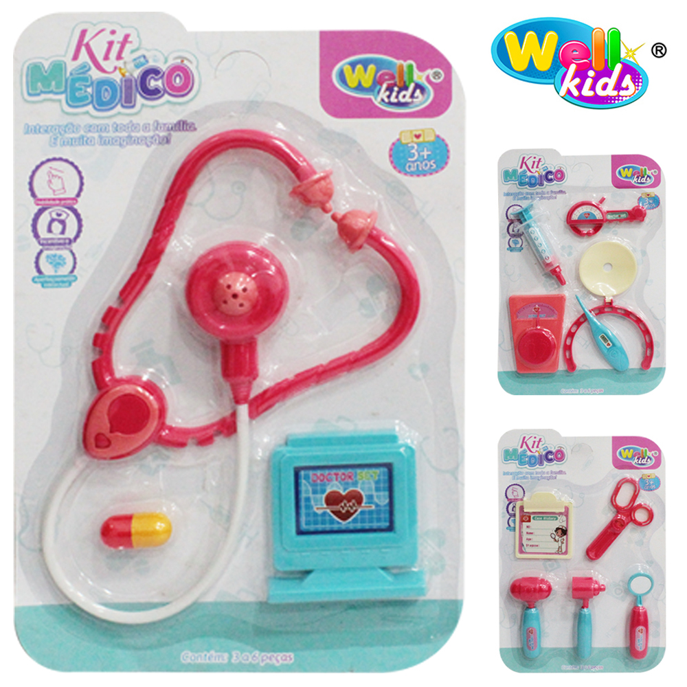 KIT MEDICO INFANTIL COM ACESSORIOS WELLKIDS