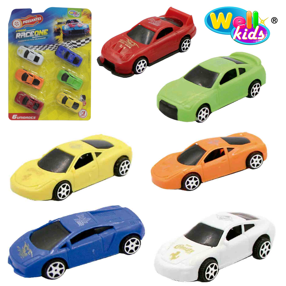 CARRO RACE ONE POSSANTES RODA LIVRE COM 6 PECAS WELLKIDS