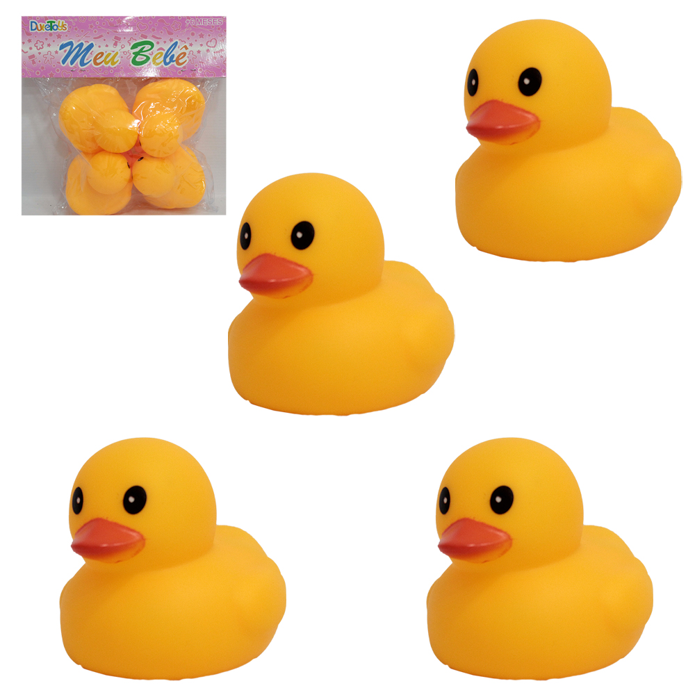 KIT ANIMAL PATO / PATINHO DE VINIL COM SOM 4 PECAS 7X6X6CM
