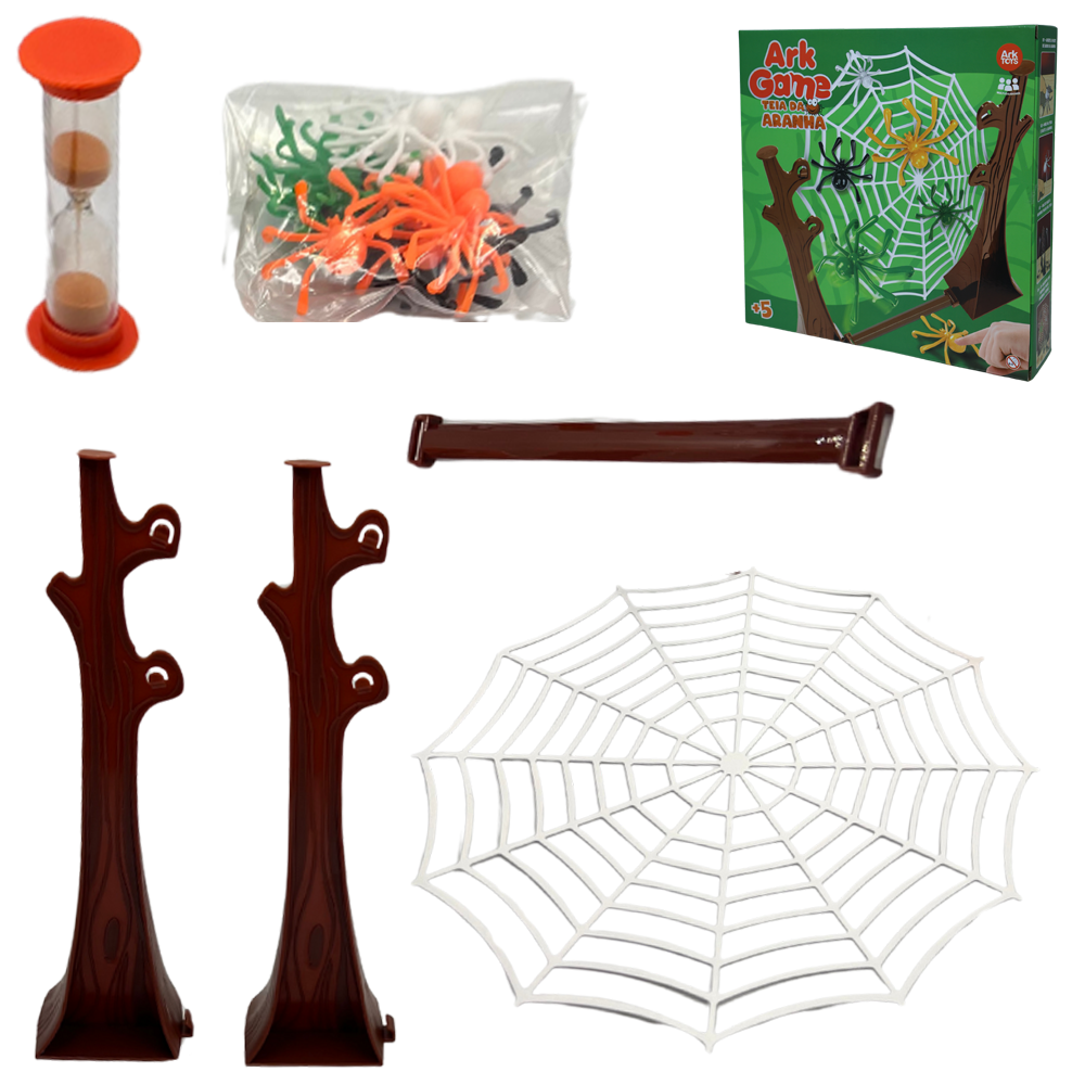 ARK GAME TEIA DA ARANHA COM 16 ARANHAS + AMPULHETA E ACESSORIOS 21 PECAS