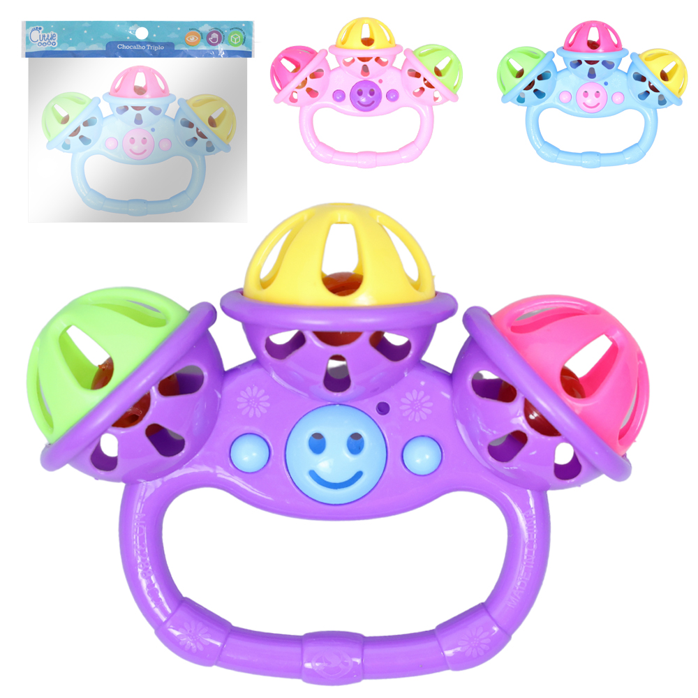 CHOCALHO BABY DIVERTIDO COM 3 GUIZOS 13X10X4,5CM