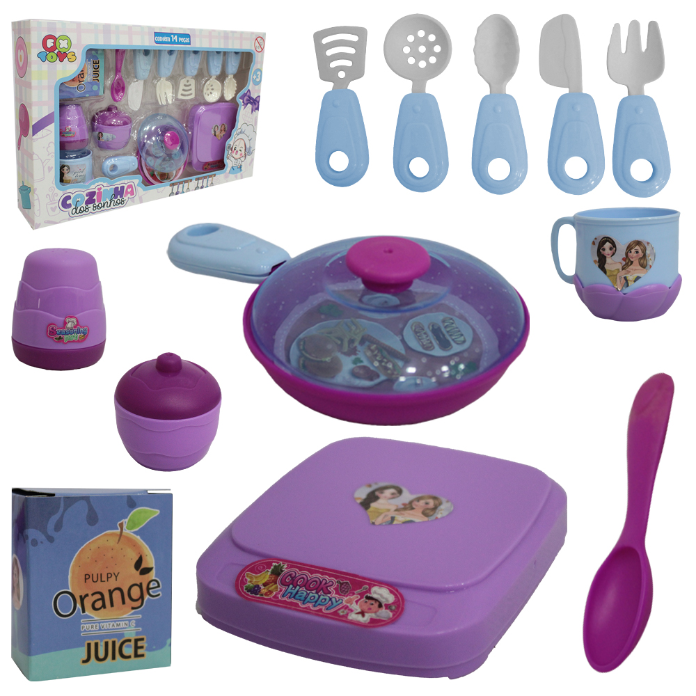 KIT COZINHA INFANTIL COZINHA DOS SONHOS COM TALHERES / PANELA E ACESSORIOS 14 PECAS