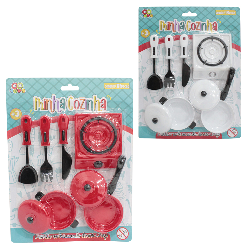 KIT COZINHA INFANTIL MINHA COZINHA COM FOGAO / PANELAS E ACESSORIOS 8 PECAS