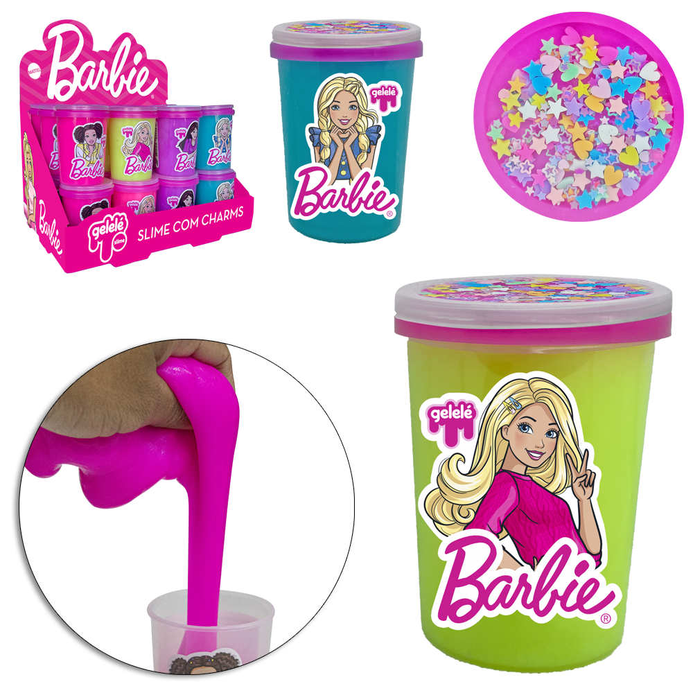 GELEINHA SLIME COM CHARMS / GELELE BARBIE 180G NO POTE DP PLAY