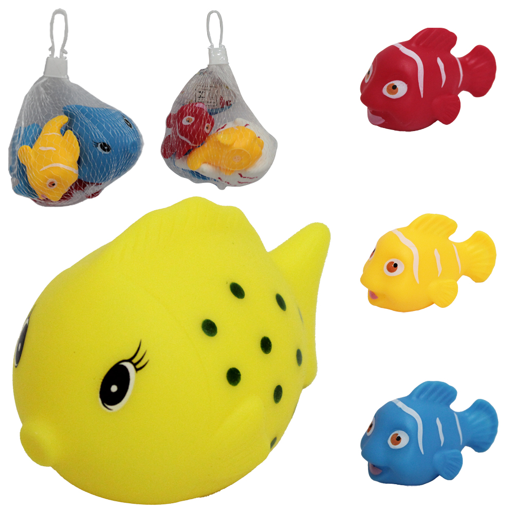 KIT ANIMAL PEIXINHOS DE VINIL HORA DO BANHO COM SOM 4 PECAS NA REDE 
