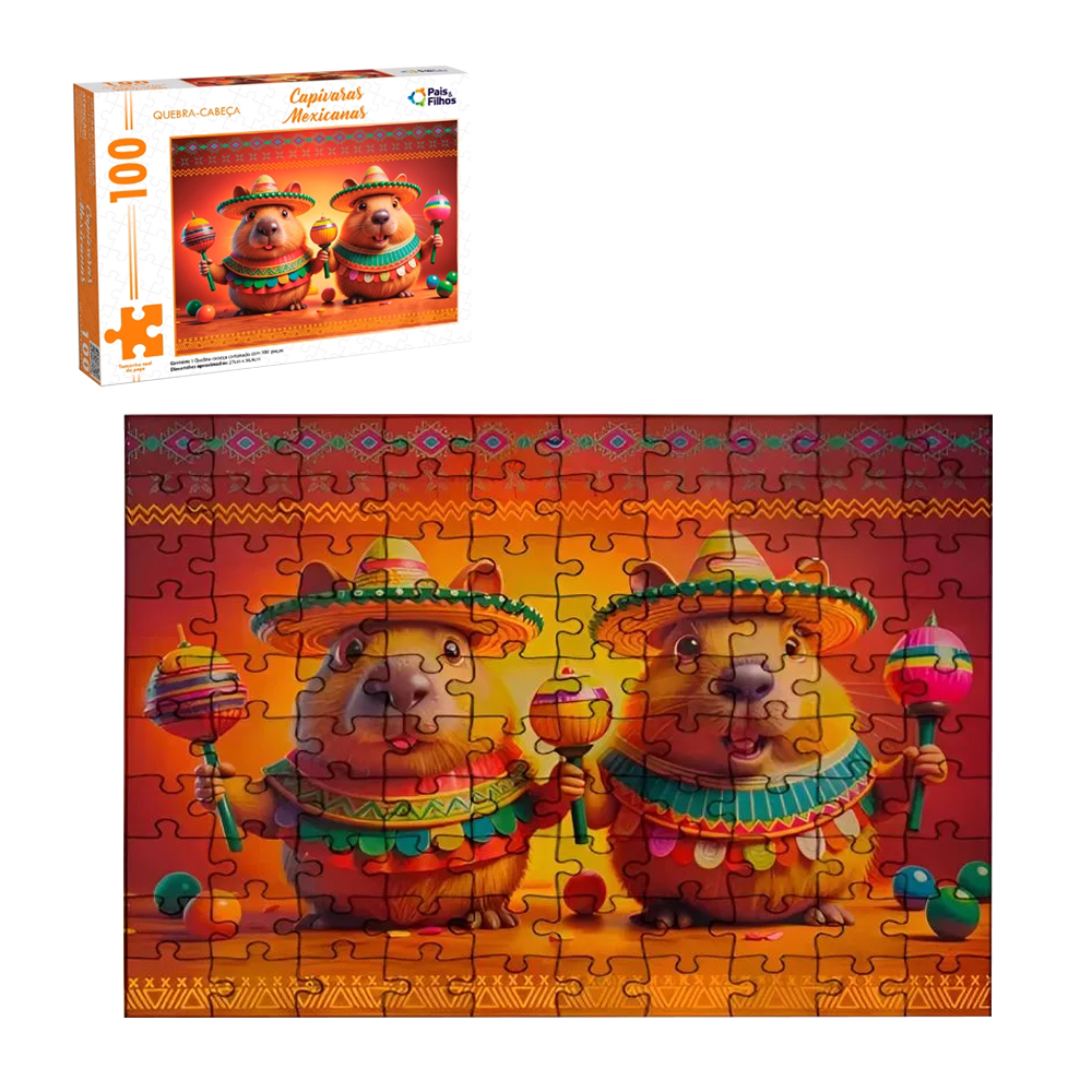 QUEBRA CABECA CAPIVARA MEXICANAS COM 100 PECAS 36,4X27CM