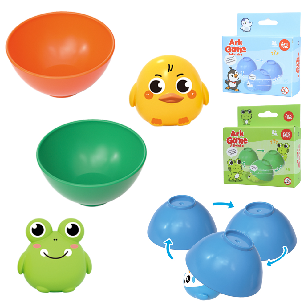 JOGO ADIVINHA PATO / PINGUIM OU SAPO COM 3 TIGELAS ARK GAME