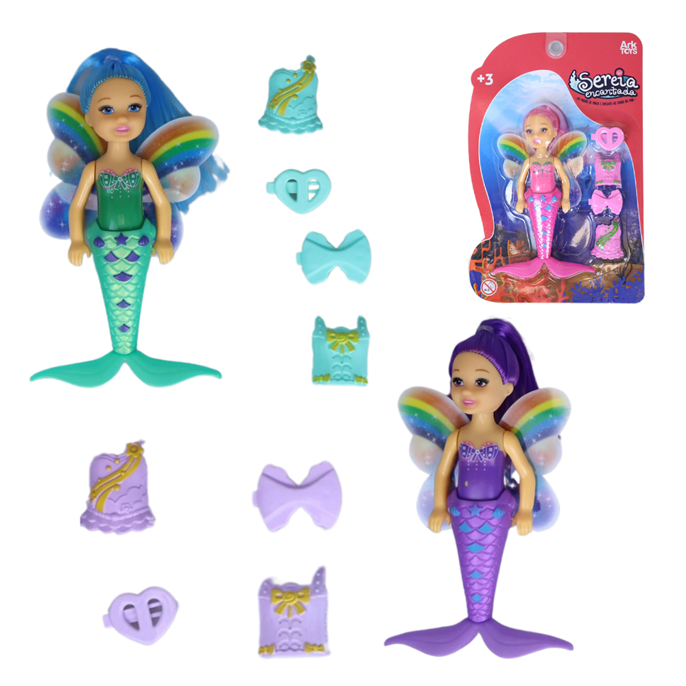 BONECA FADA / SEREIA ENCANTADA ARCO IRIS COM ACESSORIOS 5 PECAS