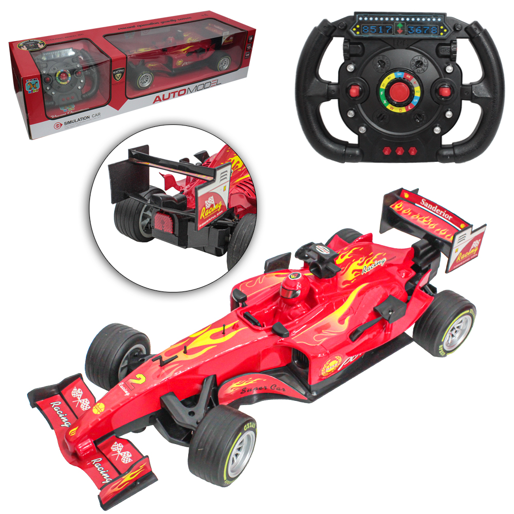 CARRO COM CONTROLE REMOTO SEM FIO FORMULA 1 RACING AUTO MODEL 7 FUNCOES + SOM E LUZ A BATERIA RECARREGAVEL