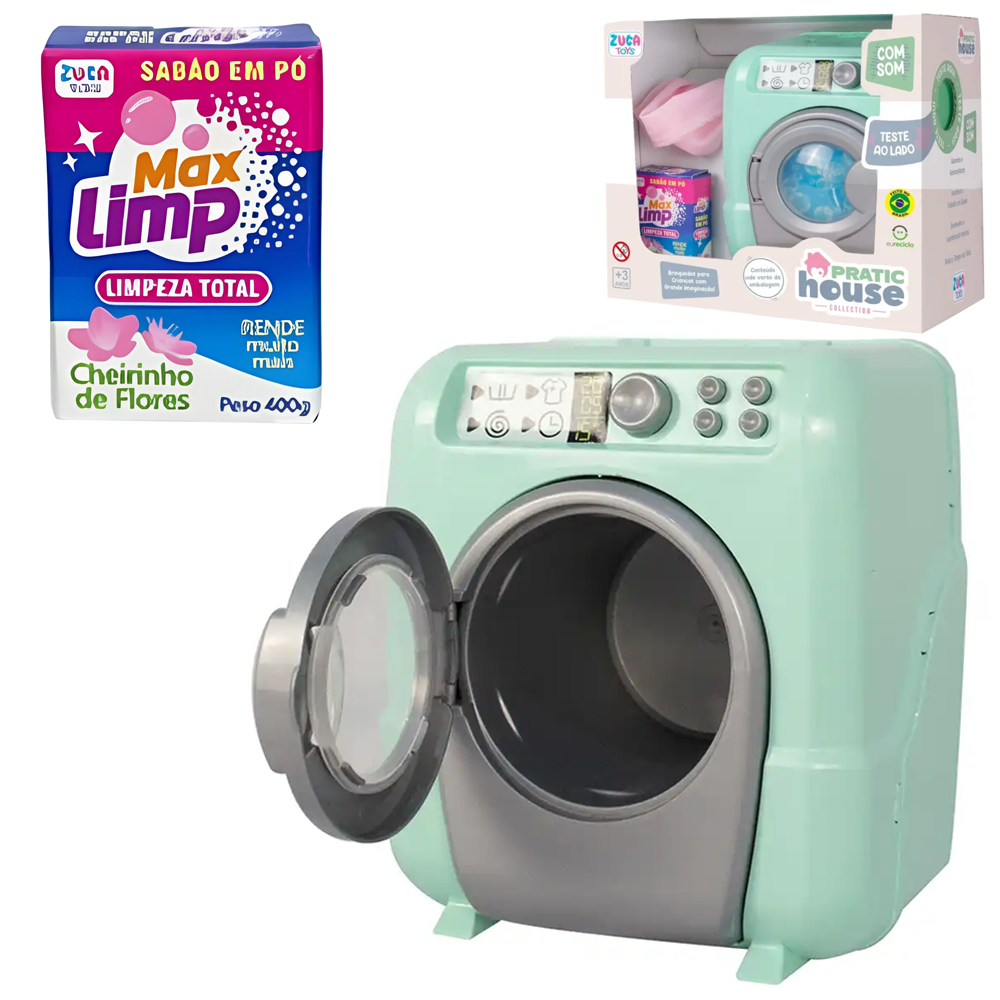 LAVA ROUPAS INFANTIL COM ACESSORIOS + SOM VINTAGE PRATIC HOUSE COLLECTION A BATERIA 3 PECAS