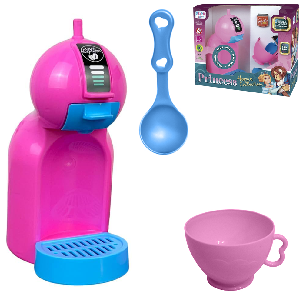 KIT COZINHA INFANTIL COM CAFETEIRA + ACESSORIOS + SOM E LUZ PRINCESS HOME COLLECTION A BATERIA 6 PECAS