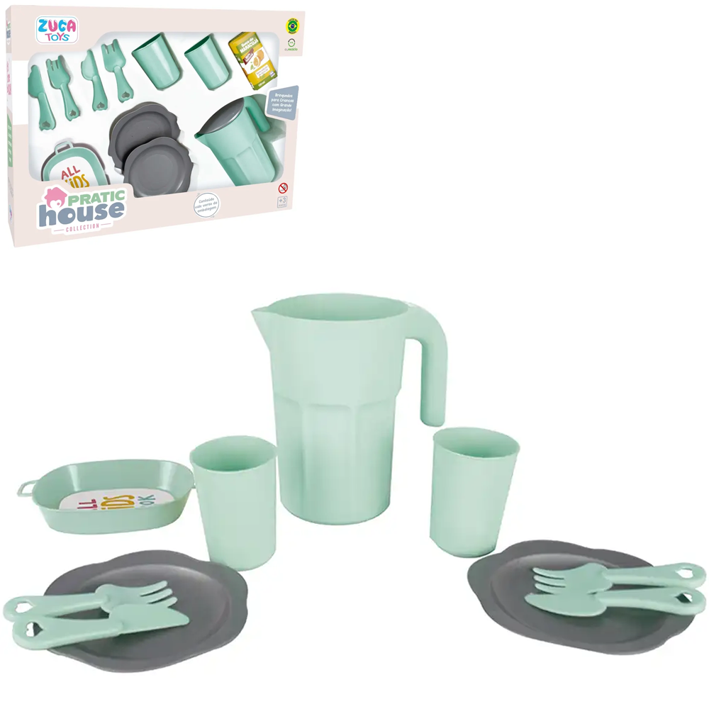 KIT COZINHA INFANTIL COM JARRA + COPO E ACESSORIOS VINTAGE PRATIC HOUSE COLLECTION 13 PECAS